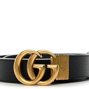 Gucci Black Belt with Gold GG Buckle
